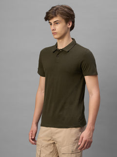 Men's Brown Cotton Bamboo Elastane Regular Fit Tshirt