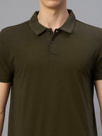 Men's Brown Cotton Bamboo Elastane Regular Fit Tshirt