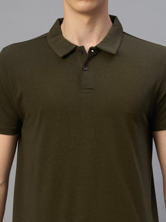Men's Brown Cotton Bamboo Elastane Regular Fit Tshirt