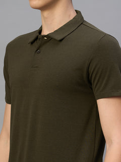 Men's Brown Cotton Bamboo Elastane Regular Fit Tshirt