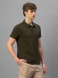 Men's Brown Cotton Bamboo Elastane Regular Fit Tshirt