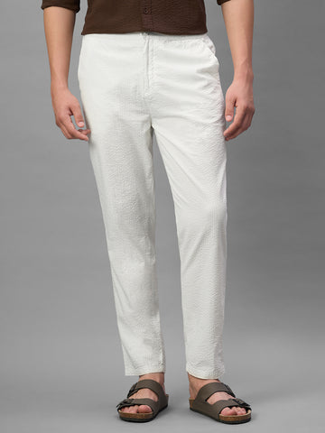 Men's Offwhite 100% Cotton Regular Fit Pant