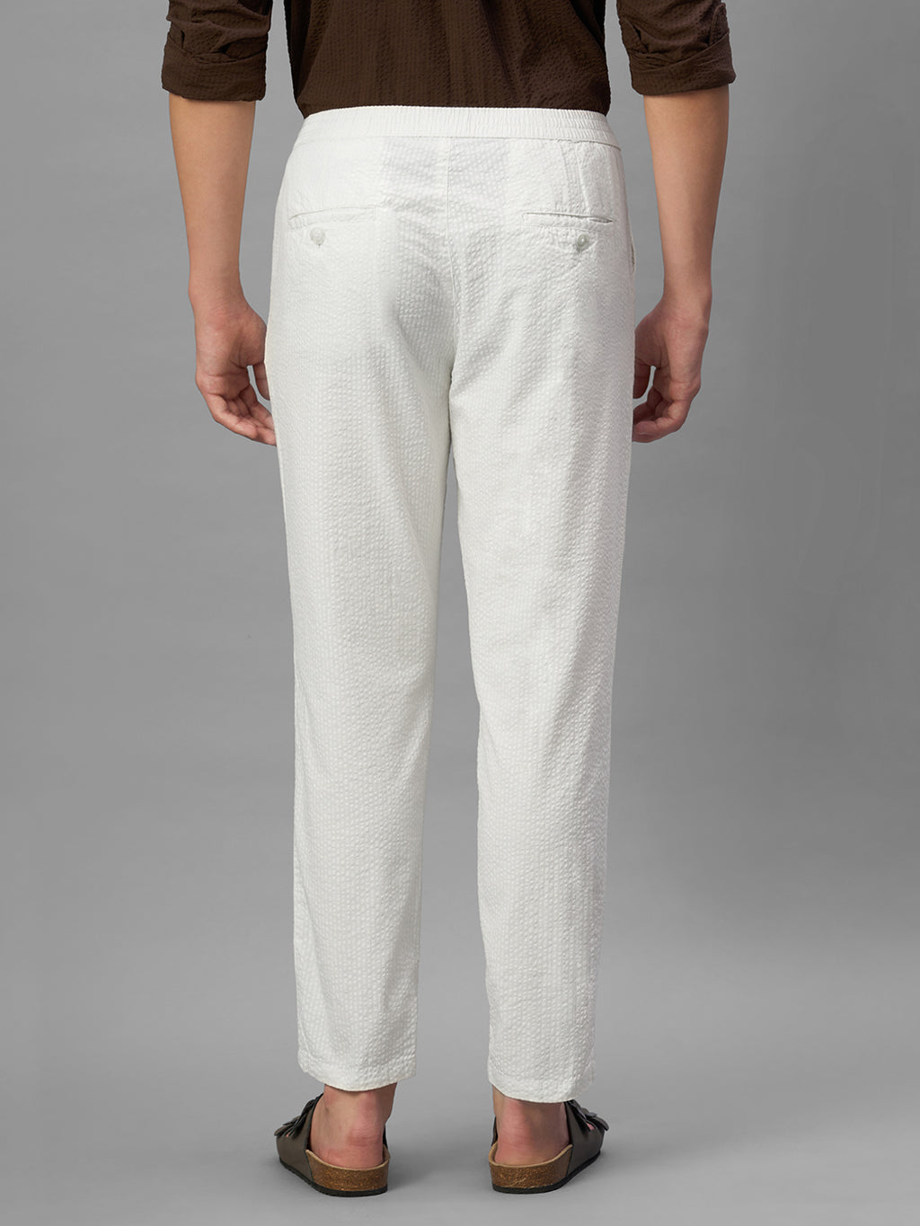 Men's Offwhite 100% Cotton Regular Fit Pant
