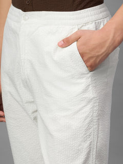 Men's Offwhite 100% Cotton Regular Fit Pant