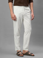 Men's Offwhite 100% Cotton Regular Fit Pant
