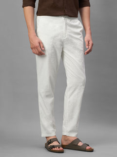 Men's Offwhite 100% Cotton Regular Fit Pant