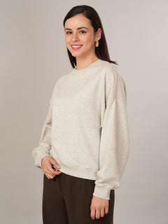 Women's 100% Cotoon Loose Fit Tshirt Ecru Melan