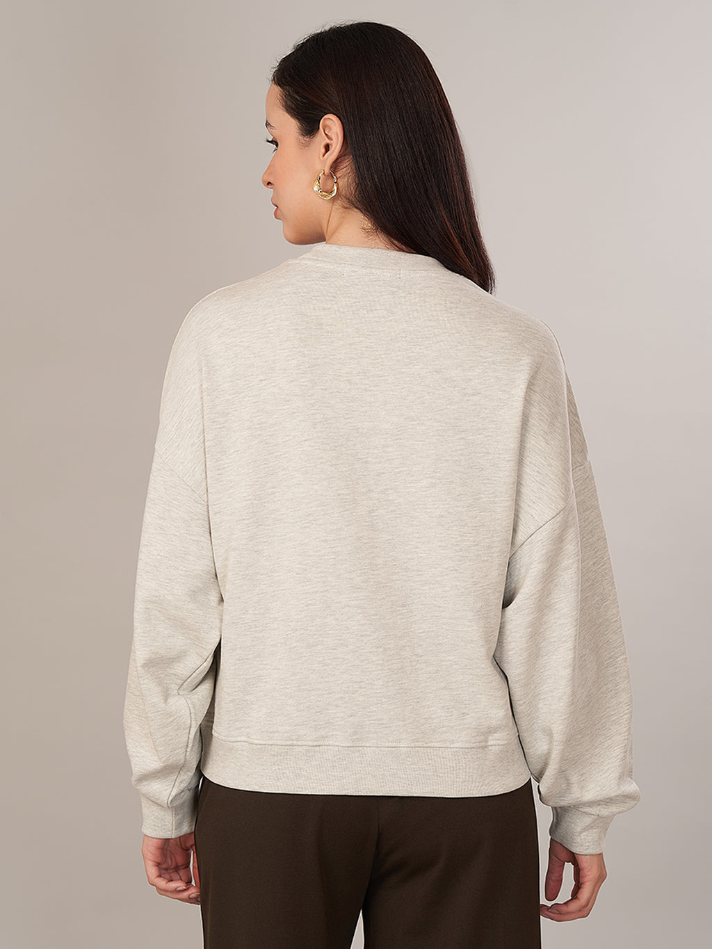 Women's 100% Cotoon Loose Fit Tshirt Ecru Melan
