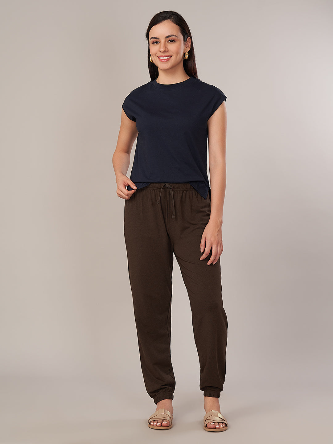 Women's Bamboo Regular Fit Knit Pant Brown