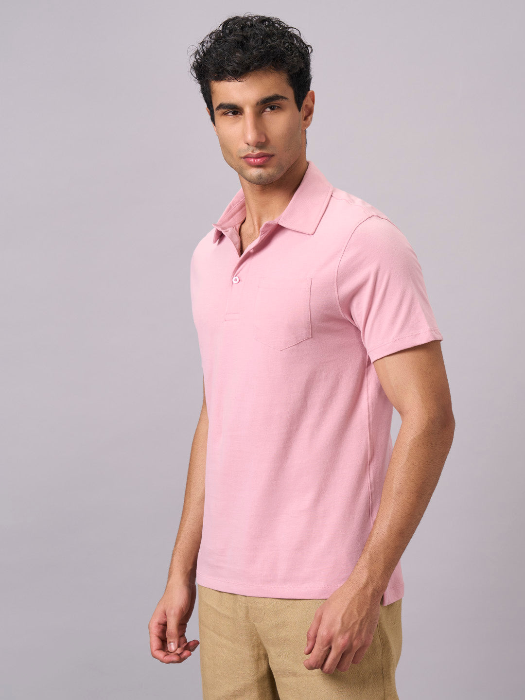 Men's Light Pink 100% Organic Cotton Regular Fit Tshirt