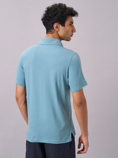 Men's 100% Organic Cotton Regular Fit Solid Polo Tshirt Blue