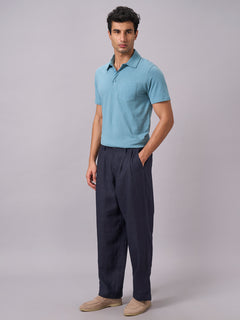 Men's 100% Organic Cotton Regular Fit Solid Polo Tshirt Blue