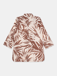 Women's Brown Linen Cotton Regular Fit Blouse