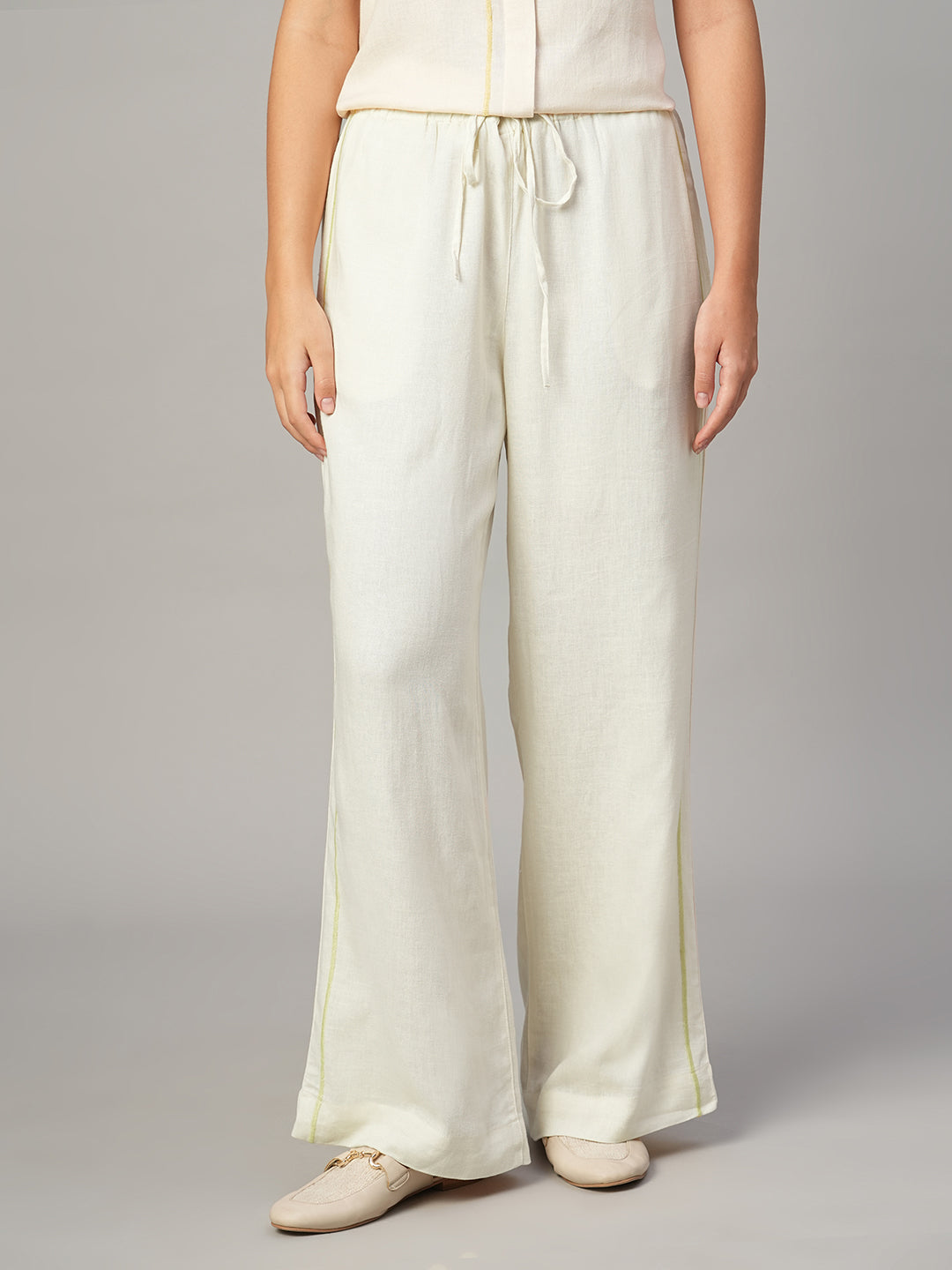 Women's Natural Linen Viscose Regular Fit Pant