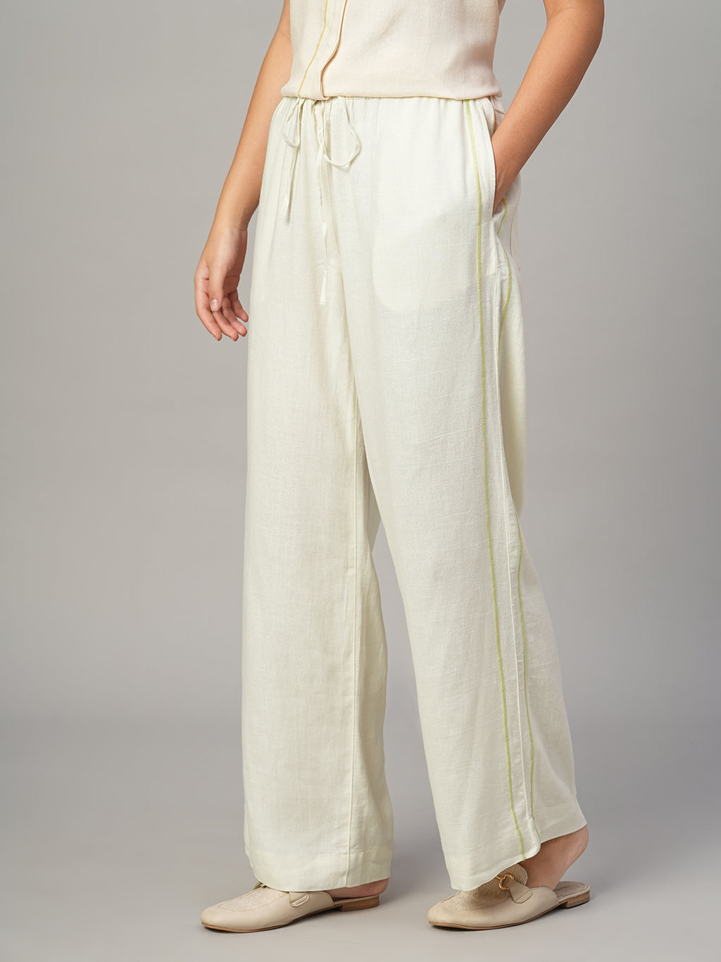 Women's Natural Linen Viscose Regular Fit Pant