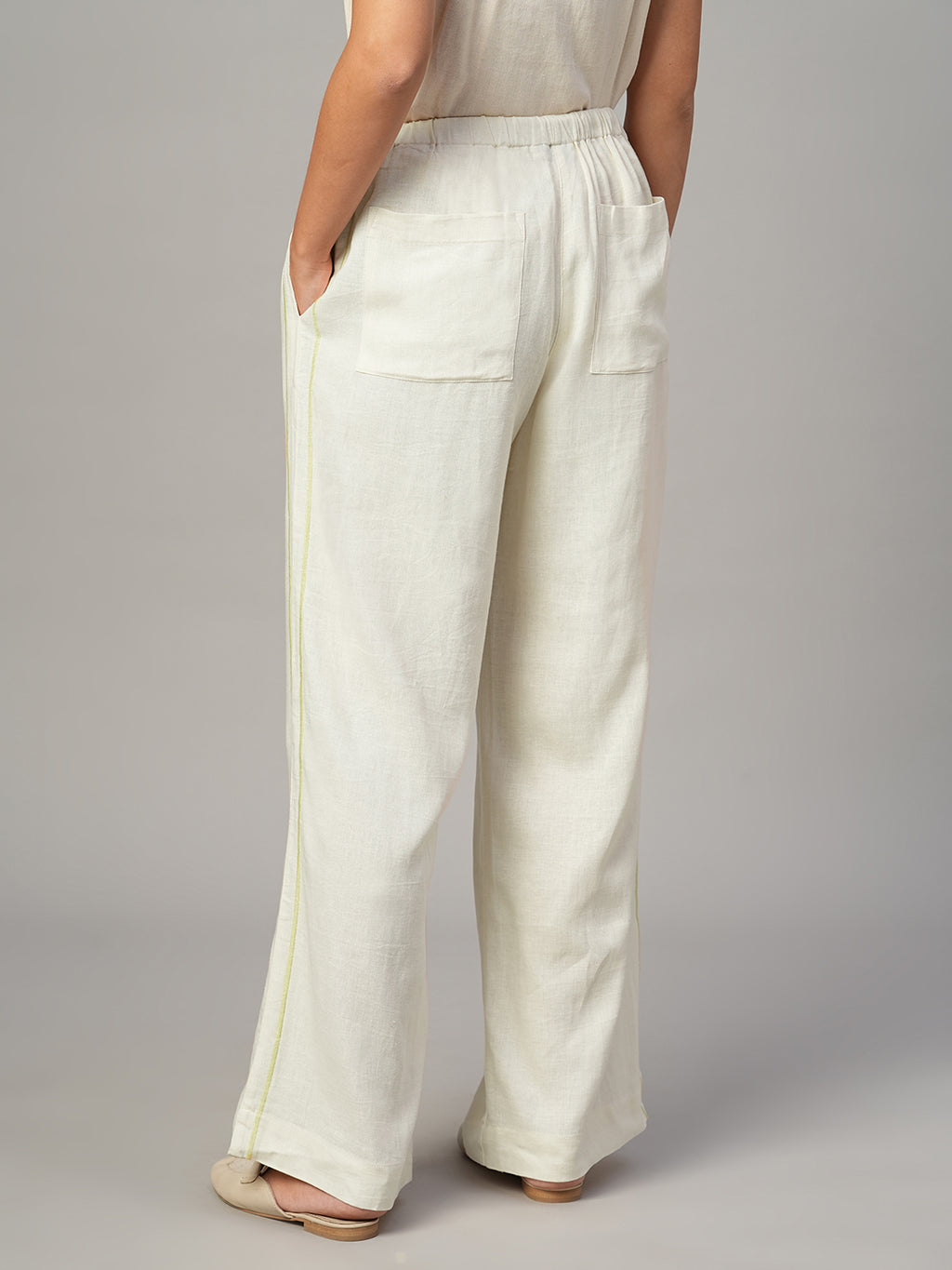 Women's Natural Linen Viscose Regular Fit Pant