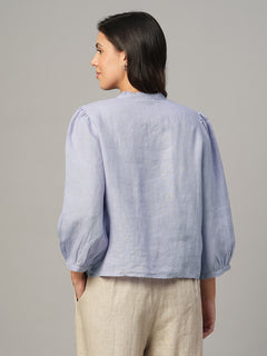 Women's Lilac 100% Linen Regular Fit Blouse