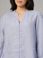 Women's Lilac 100% Linen Regular Fit Blouse