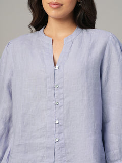 Women's Lilac 100% Linen Regular Fit Blouse