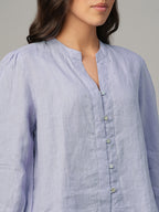 Women's Lilac 100% Linen Regular Fit Blouse