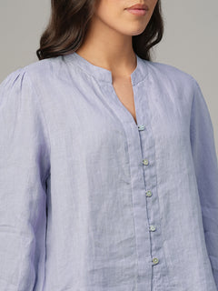 Women's Lilac 100% Linen Regular Fit Blouse