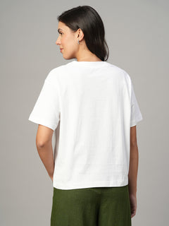 Women's White 100% Organic Cotton Regular Fit Tshirt