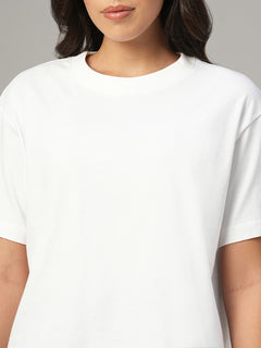 Women's White 100% Organic Cotton Regular Fit Tshirt