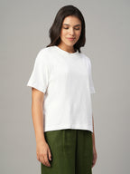 Women's White 100% Organic Cotton Regular Fit Tshirt