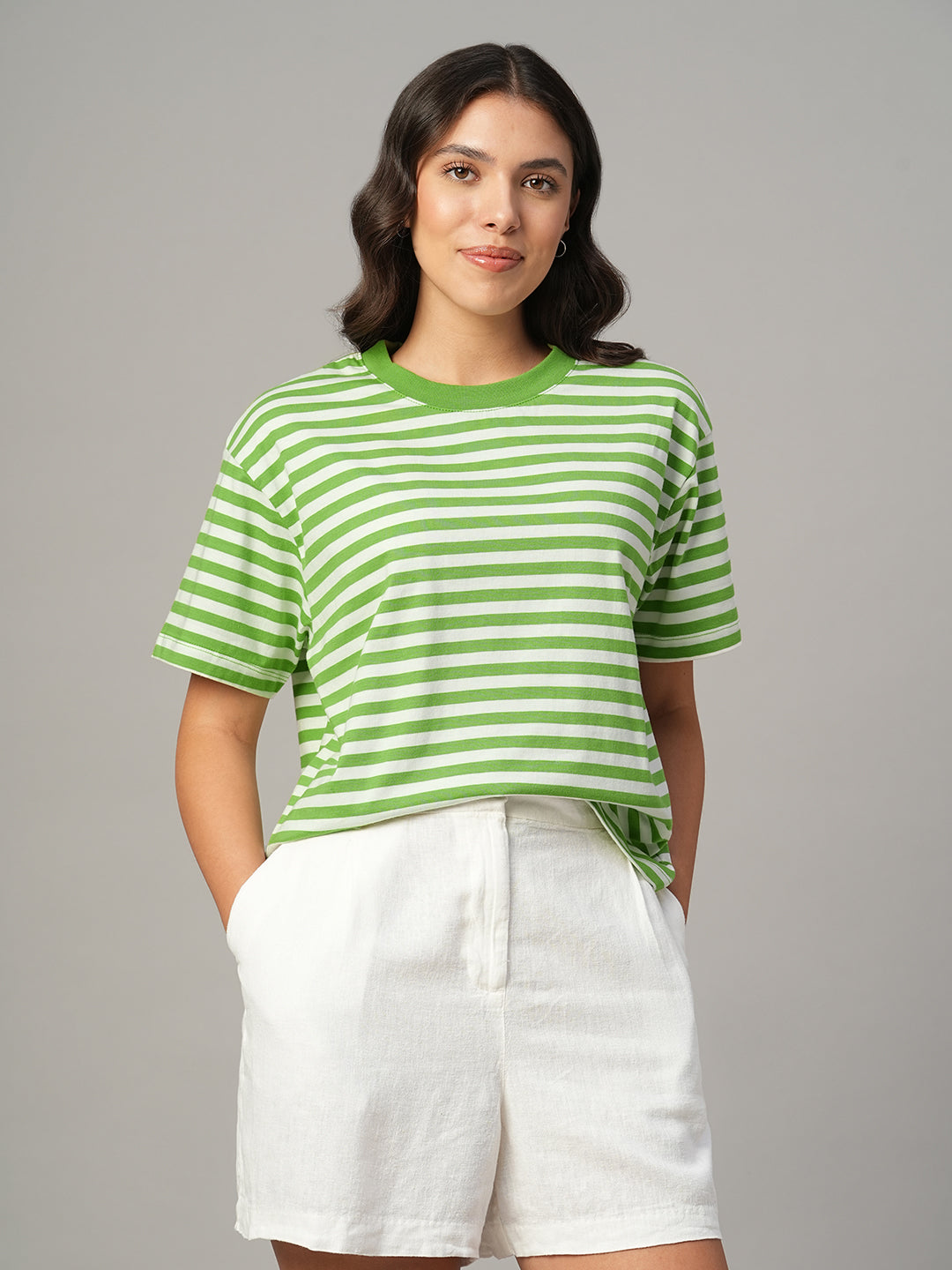 Women's Green 100% Organic Cotton Regular Fit Tshirt