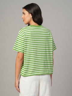 Women's Green 100% Organic Cotton Regular Fit Tshirt