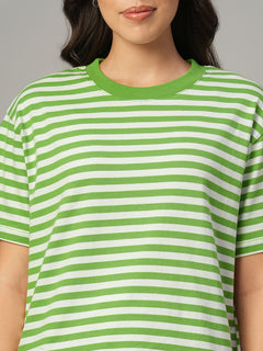 Women's Green 100% Organic Cotton Regular Fit Tshirt
