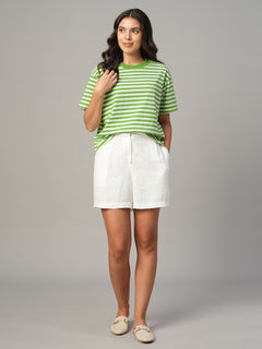Women's Green 100% Organic Cotton Regular Fit Tshirt