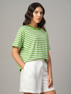 Women's Green 100% Organic Cotton Regular Fit Tshirt
