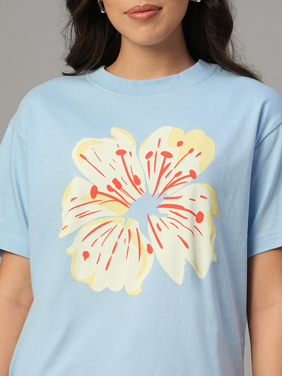 Women's Blue 100% Organic Cotton Regular Fit Tshirt