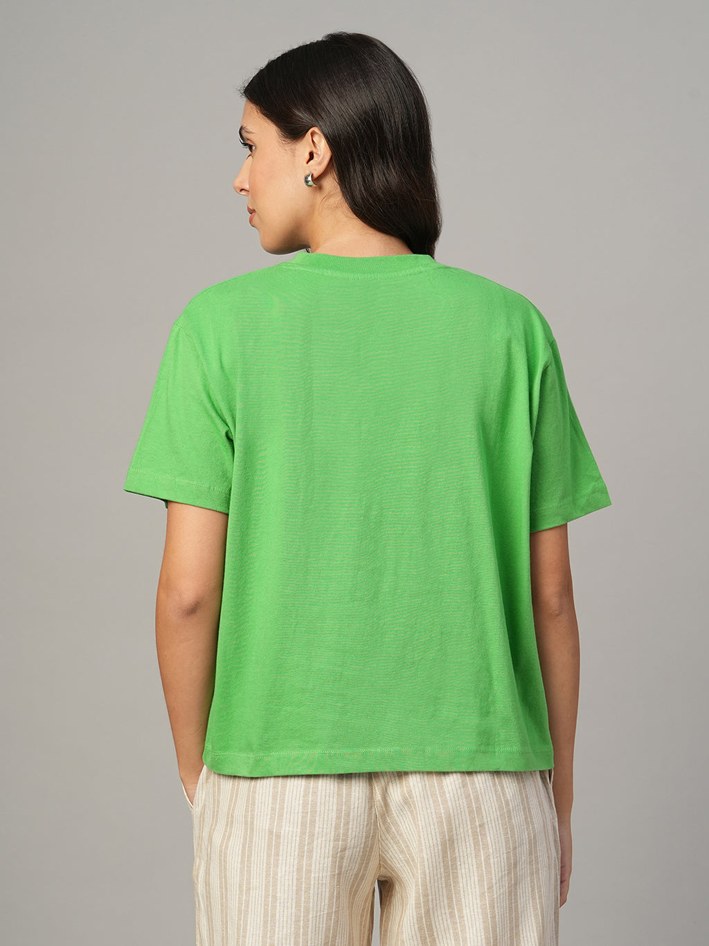 Women's Green 100% Organic Cotton Regular Fit Tshirt