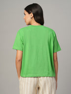 Women's Green 100% Organic Cotton Regular Fit Tshirt