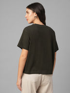 Women's Brown 100% Organic Cotton Regular Fit Tshirt