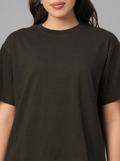 Women's Brown 100% Organic Cotton Regular Fit Tshirt