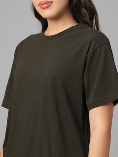 Women's Brown 100% Organic Cotton Regular Fit Tshirt