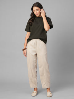 Women's Brown 100% Organic Cotton Regular Fit Tshirt