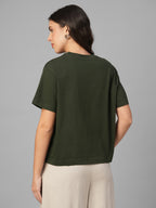 Women's Dk Green 100% Organic Cotton Regular Fit Tshirt
