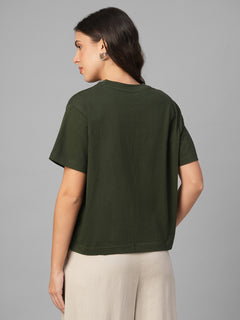 Women's Dk Green 100% Organic Cotton Regular Fit Tshirt