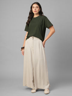 Women's Dk Green 100% Organic Cotton Regular Fit Tshirt