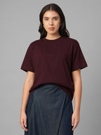 Women's Wine 100% Organic Cotton Regular Fit Tshirt