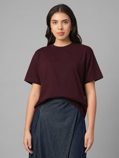 Women's Wine 100% Organic Cotton Regular Fit Tshirt