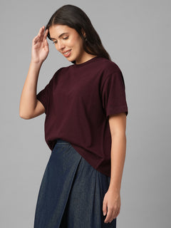Women's Wine 100% Organic Cotton Regular Fit Tshirt