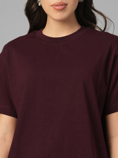 Women's Wine 100% Organic Cotton Regular Fit Tshirt