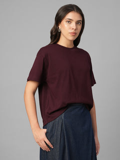 Women's Wine 100% Organic Cotton Regular Fit Tshirt