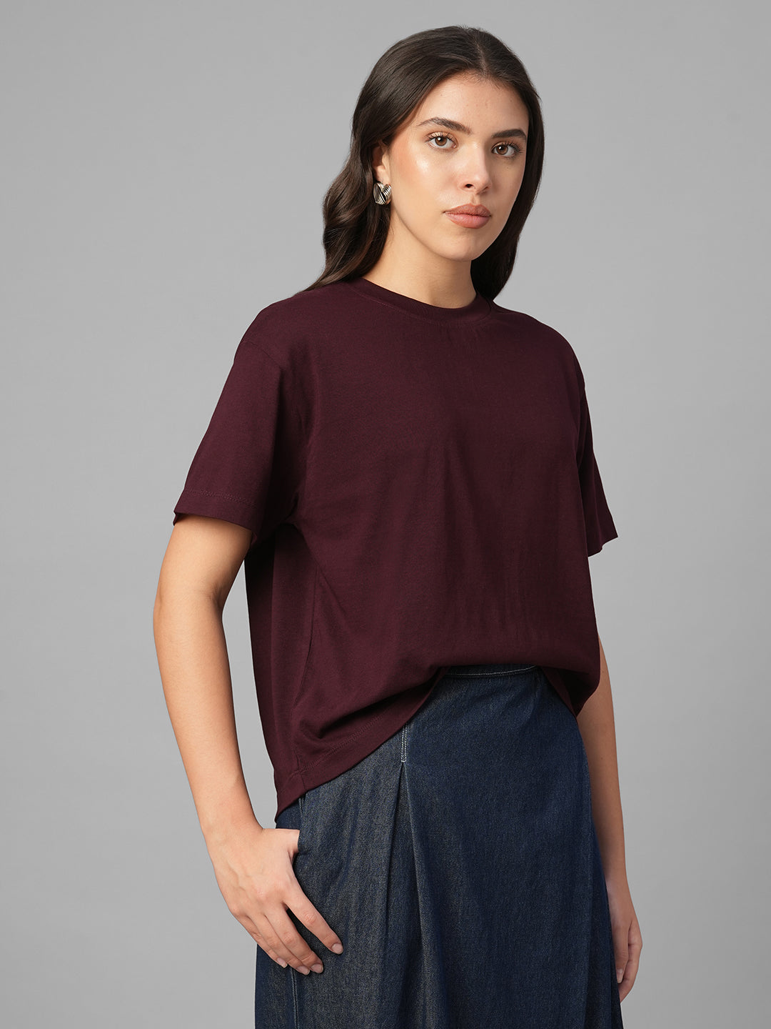 Women's Wine 100% Organic Cotton Regular Fit Tshirt