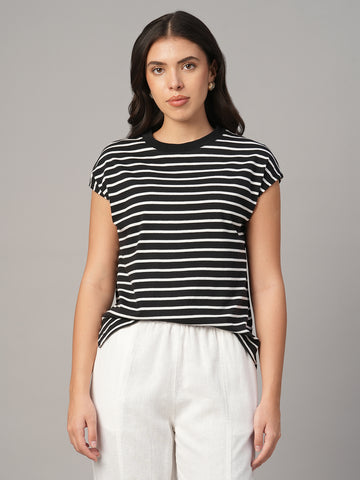 Women's Black 100% Organic Cotton Regular Fit Tshirt